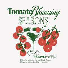 Tomato vegetable artwork for t shirt print. Blooming tomatoes art, Summer food graphic, Red tomato vintage t-shirt design, Tasty food for design, Positive vibes.