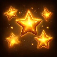 Fototapeta premium Golden glowing stars set, sparkling effect
