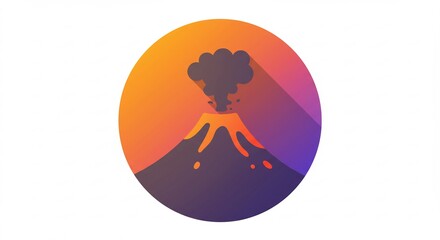 Pixel Art Volcano Eruption in Gradient Circle