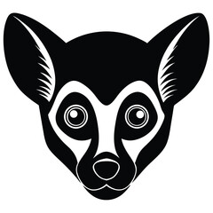 Lemur Head Silhouette with Long Ears Design for Banner or Advertisement