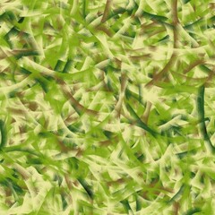 Chaotic long hand drawn brush strokes. Textile fabric print design, fashion dress pattern. Army green, dirt brown, pea green and pale yellow colors. Abstract seamless background.