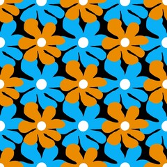 Summer pattern, flower branches seamless pattern, vector, illustration