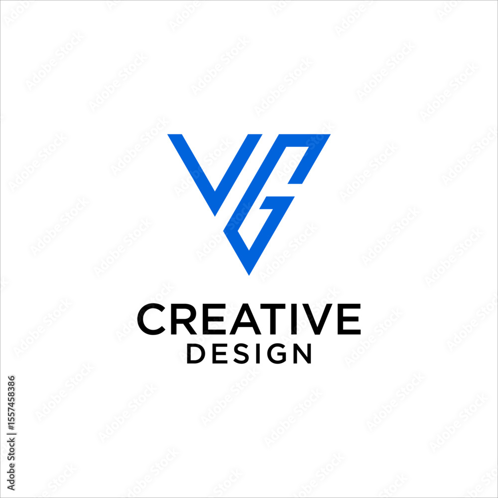 Fototapete clean initial vg logo design vector, with triangle geometric design template