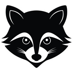 Raccoon Head Silhouette with Mask Like Eyes Design for Banner or Advertisement
