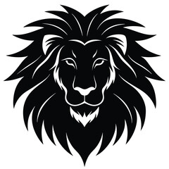 Lion Head Silhouette with Flowing Mane Design for Banner or Advertisement