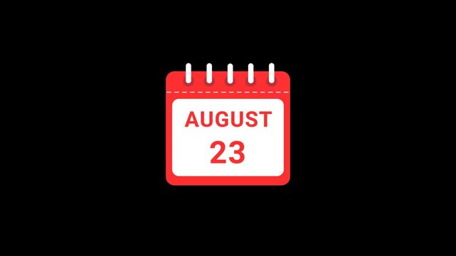 23 August Date Calendar Icon Animation