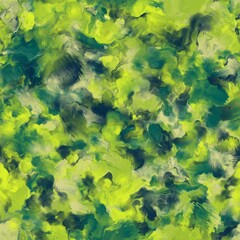 Prussian blue,  dark green blue, slime green and greenish beige colored abstract blurred brush strokes. Seamless hand drawn pattern