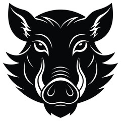 Boar Head Silhouette with Tusks Design for Illustration or Logo Use