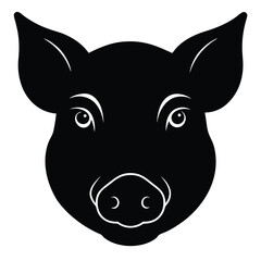 Dog Head Silhouette with Round Snout Illustration in Black and White