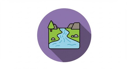 Fototapeta premium Serene River Landscape Illustration