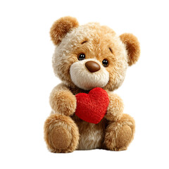 PNG Tender Teddy Bear Holding Red Heart Valentines Day Plush Toy against transparent Background