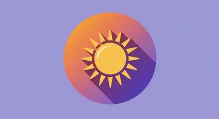 Simple Yellow Sun Icon on Purple Background