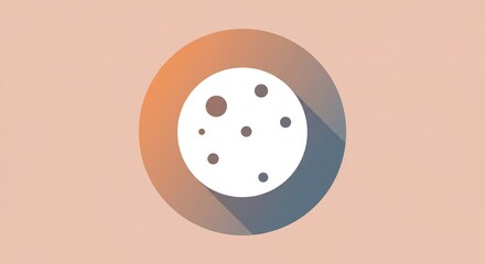 Fototapeta premium White Chocolate Chip Cookie Icon with Orange and Blue Gradient