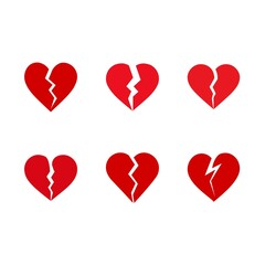 A charming collection of red heart illustrations, perfect for love, Valentine's Day, or romantic design broken red heart vector image