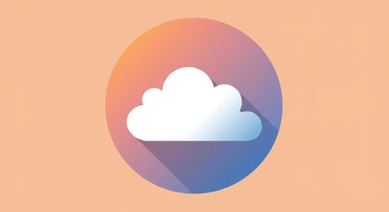 White Cloud Icon in Pastel Gradient Circle
