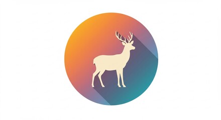 White Deer Silhouette in a Gradient Circle Icon