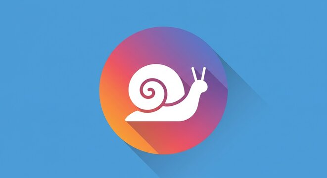 White Snail Icon on Gradient Circle Background