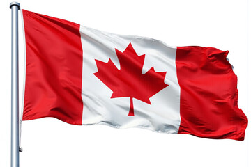 canadian flag waving in the wind on a white background2