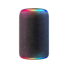 Portable Smart Speaker Vibrant LED Light Premium Fabric Design Superior Audio white background against transparent Background