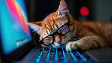 Cat sleeping peacefully on an open laptop keyboard