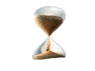 Hourglass with falling sand, 3d rendered isolated on transparent background