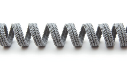 Zipper coil tape in spiraled form against white background  