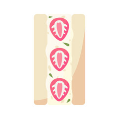 Toast sandwich with strawberry  isolated on white background.