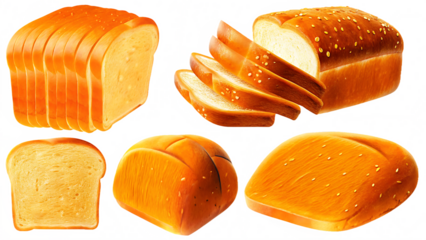  bread isolated on white background PNG, ai generated