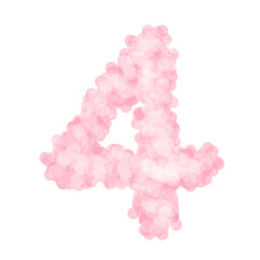 Cute Pastel Number 4 PNG | Pink Fluffy Alphabet