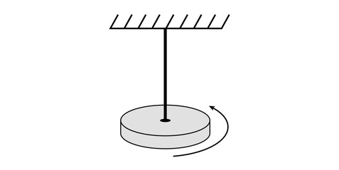 Schematic Diagram of Torsional Oscillations. Angular Vibration of an Object.