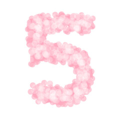 Cute Pastel Number 5 PNG | Pink Fluffy Alphabet