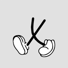 Handrawn foot comic character element stock. Cartoon foot . Comic foot character element stock wearing shoes various gestures, cartoon character body parts. 