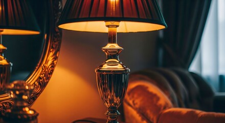 Elegant Vintage Lamp Illuminating Cozy Living Space