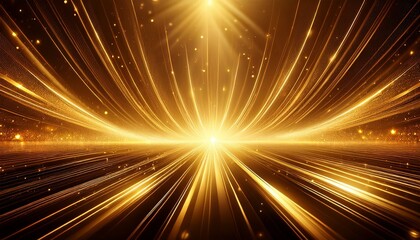 Obraz premium abstract background of golden ray of light with dust and sparkles luxury minimalist design banner
