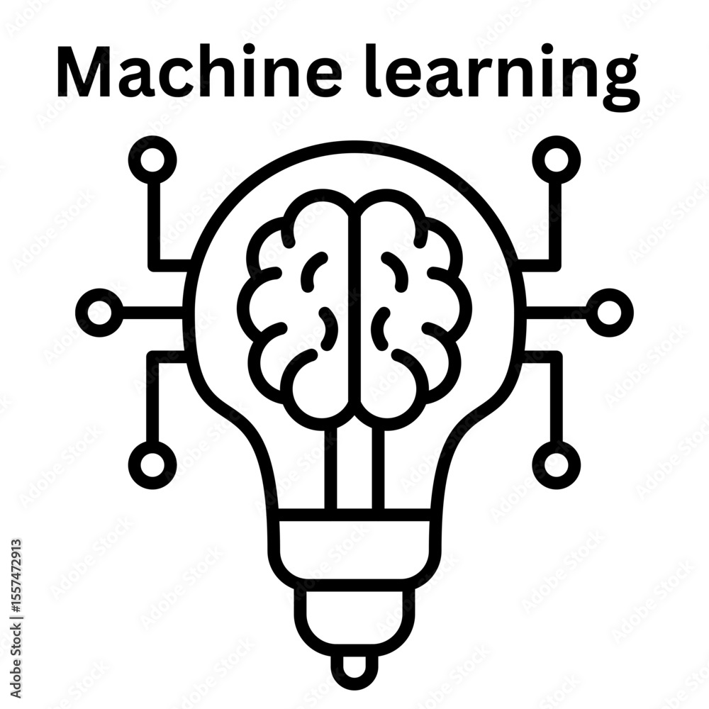 Poster artificial intelligence brain inside lightbulb innovation concept idea generation and machine learni