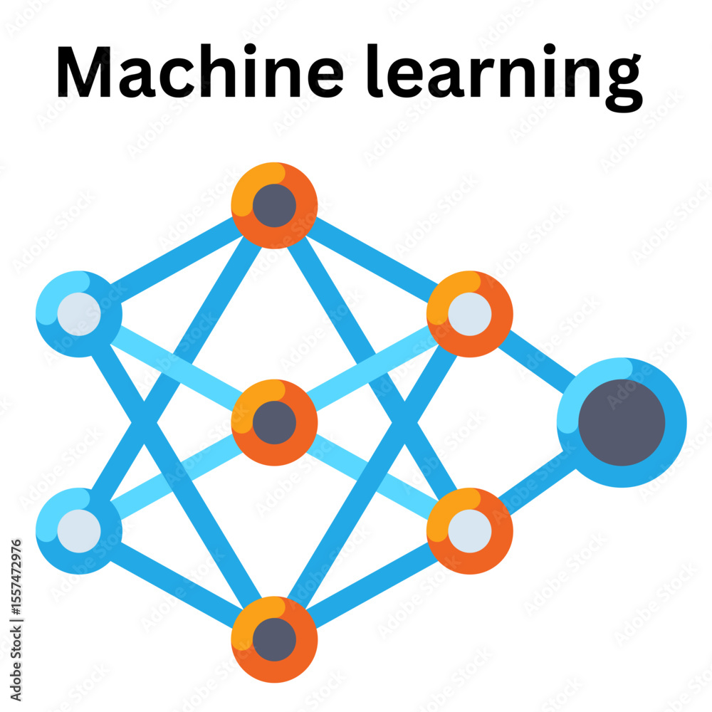 Poster neural network diagram for machine learning artificial intelligence and deep learning concept visual