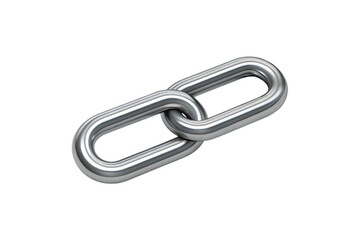Obraz premium Two interlocked silver chain links forming a connection, isolated on a transparent background