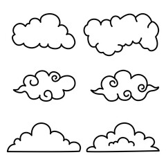 Cloud Outline Vector Set – Transparent Background for Design, Weather, and UI Projects