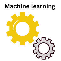 Machine learning artificial intelligence concept with gears and cogs for automation and technology system on transparent background