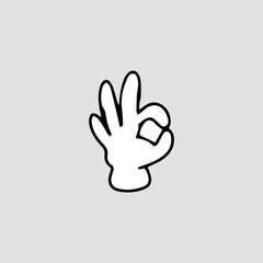 Fototapeta premium Handrawn hand comic character element stock. Cartoon hands. Comic arms with four and five fingers in white gloves with various gestures, cartoon character body parts. 