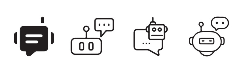 Black vector icon of a chatbot symbol. Customer service bot vector. Chatbot icon. Illustration eps 10