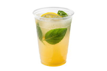 refreshing iced basil lemonade with fresh lemon slices