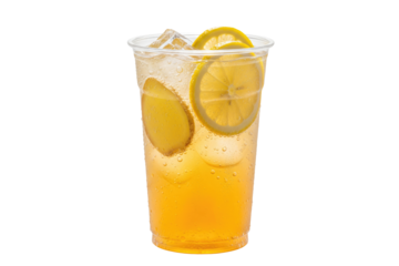 refreshing iced lemon and ginger tea in a takeaway cup