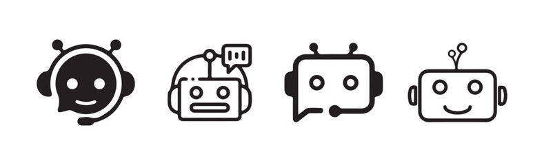 Black vector icon of a chatbot symbol. Customer service bot vector. Chatbot icon. Illustration eps 10