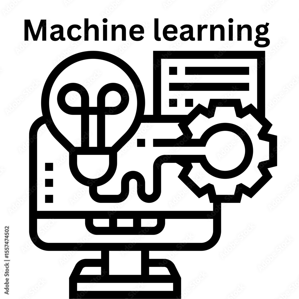 Poster artificial intelligence and machine learning concept for modern technology and automation solutions 