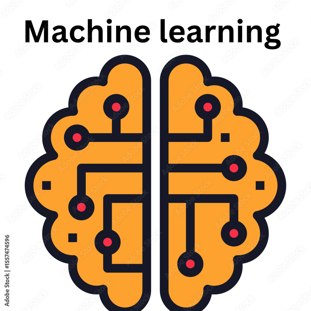 Poster artificial intelligence brain concept for neural network and machine learning technology illustratio
