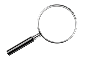  magnifying glass with a metallic frame and black isolated on white background PNG, ai generated