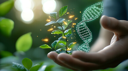 Innovative plant growth using dna technology forest nature imagery green environment close-up sustainability concept