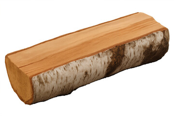 Wooden log resting against transparent backdrop, revealing intricate wood grain and natural texture for design and educational applications
