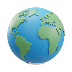 Naklejka premium A Cartoon World Globe Showing Europe, Africa, and the Americas. Cut Out, Clipping Path Isolated on Transparent Background.